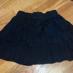 Cheetah/leopard print black mini tiered skirt